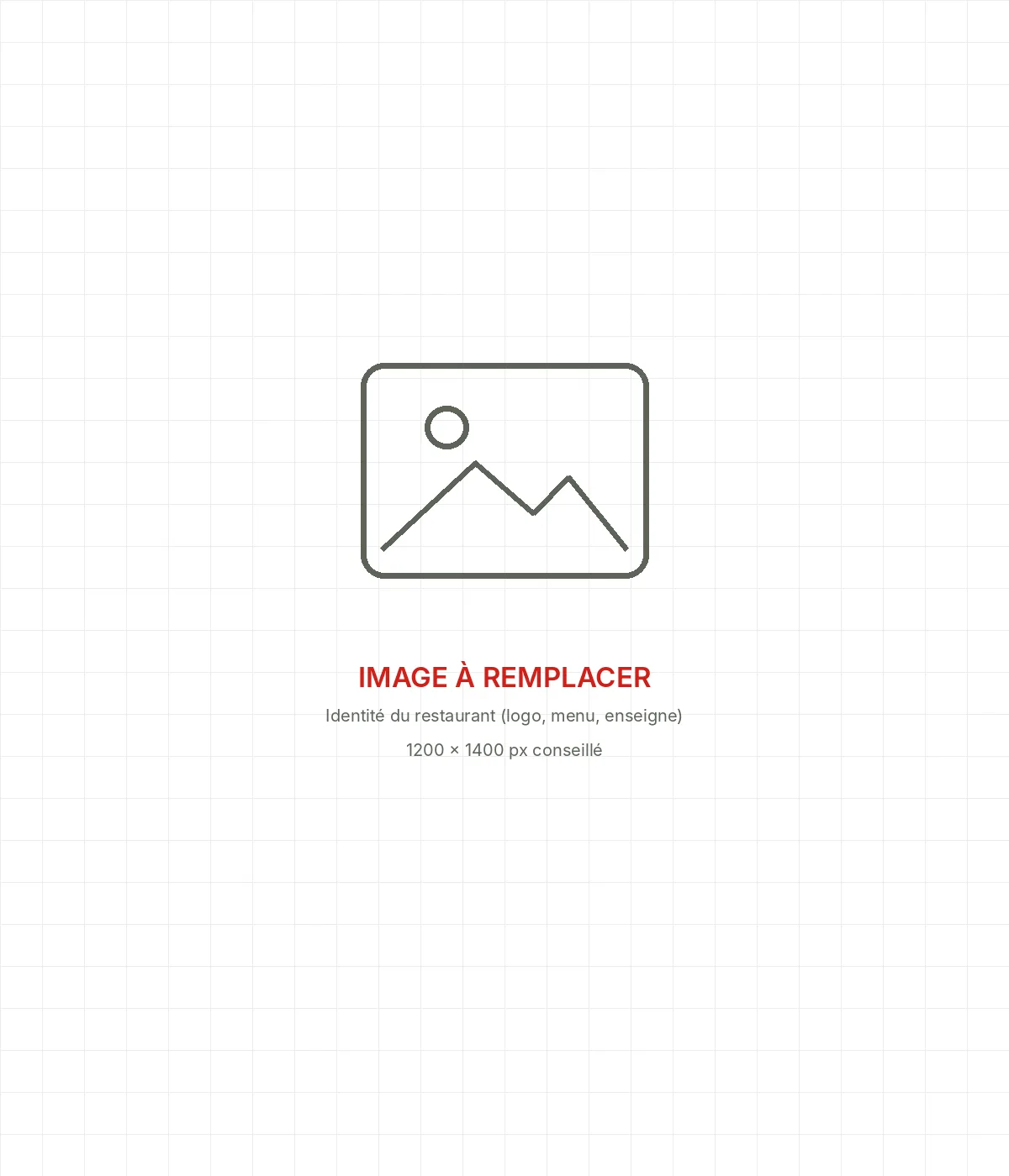 Image à remplacer : identité du restaurant (logo, menu, enseigne)